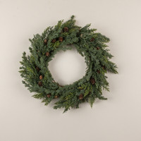 22" JUNIPER & PINECONE WREATH