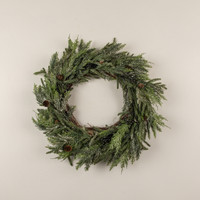 23" GLITTERED JUNIPER, PINECONE & BERRY WREATH