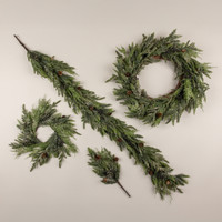 23" GLITTERED JUNIPER, PINECONE & BERRY WREATH