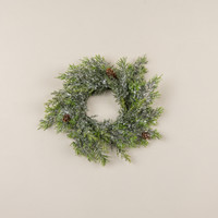 15" FROSTED RED CEDAR CANDLE RING