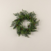 15" ASPARAGUS FERN W/ MINI PINECONES CANDLE RING