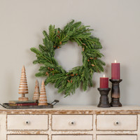 24" MIXED PINE & MINI PINECONE WREATH