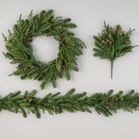 6' MIXED PINE & MINI PINECONE GARLAND