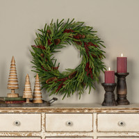 24" SOFT TOUCH AUSTRIAN PINE & BERRY WREATH