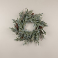 24" GLITTERED PINE & TWIG WREATH