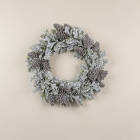 22" GLITTERED PINE & PINECONE WREATH