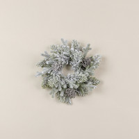 12" GLITTERED PINE & PINECONE CANDLE RING