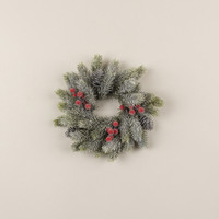 13" FROSTED PINE & BERRY CANDLE RING