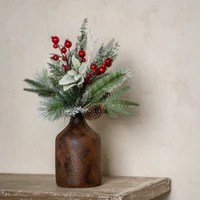 18" SNOW COVERED PINE, LAMB'S EAR & RED BERRY PICK