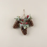 SNOW COVERED PINE, LAMB'S EAR & RED BERRY PINECONE CLUSTER