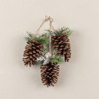 15" FROSTED PINE, GLITTER BALL PINECONE CLUSTER