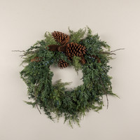 22" CEDAR, BERRY & PINECONE WREATH