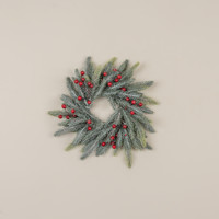 15" WHITEWASH PINE & BERRY CANDLE RING
