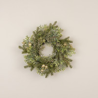 18" MIXED PINE & BERRY CANDLE RING
