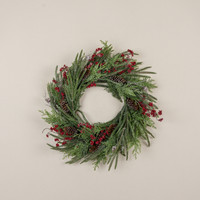 24" CEDAR, PINE & RED BERRIES WREATH