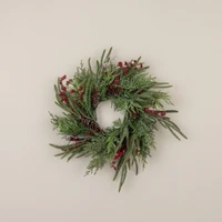 18" CEDAR, PINE & RED BERRIES CANDLE RING