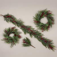 17" CEDAR, PINE & RED BERRIES BUSH
