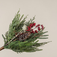 17" CEDAR, PINE & RED BERRIES BUSH