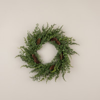 22" CYPRESS & RUSCUS WREATH