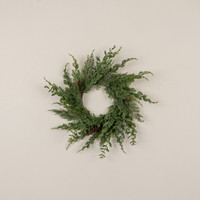 16" CYPRESS & RUSCUS CANDLE RING