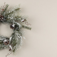 20" SNOWY PINE & PINECONE WREATH