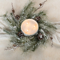 20" SNOWY PINE & PINECONE WREATH