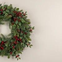 24" HOLLY, PINE & BERRY WREATH