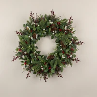24" HOLLY, PINE, BERRY & WILD JASMINE WREATH