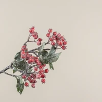25" GLITTERED RED BERRY SPRAY
