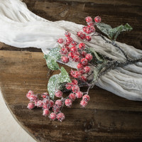 25" GLITTERED RED BERRY SPRAY