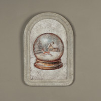 11.25" HOUSE & DEER SNOW GLOBE METAL SIGN