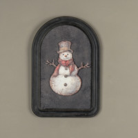 12" RED SCARF SNOWMAN METAL SIGN