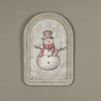 12" RED SCARF SNOWMAN METAL SIGN