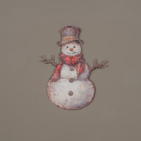 12" RED SCARF SNOWMAN METAL SIGN