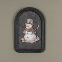 12" HOLLY SNOWMAN METAL SIGN