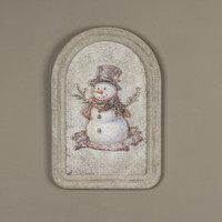 12" HOLLY SNOWMAN METAL SIGN