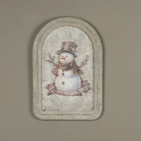 12" HOLLY SNOWMAN METAL SIGN