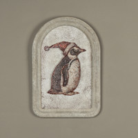 12" SANTA HAT PENGUIN METAL SIGN