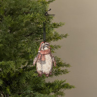 6" PENGUIN W/ SCARF METAL ORNAMENT