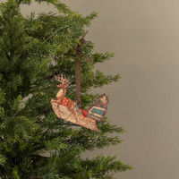 6.25" FESTIVE SLEIGH METAL ORNAMENT