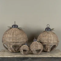 14.25" WICKER SLEIGH BELL W/ HOLLY