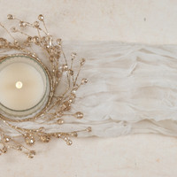6.5" GOLD CRYSTAL CANDLE RING