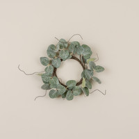12" GLITTERED EUCALYPTUS & TWIG CANDLE RING