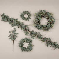 14" GLITTERED EUCALYPTUS & TWIG CANDLE RING