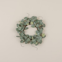 14" GLITTERED EUCALYPTUS & TWIG CANDLE RING
