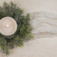 10" SNOW DUSTED PINE CANDLE RING