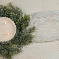 14" SNOW DUSTED PINE CANDLE RING