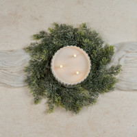 14" SNOW DUSTED PINE CANDLE RING