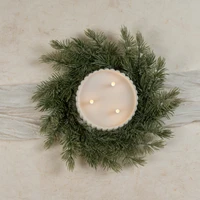 14" GLITTERED JACKSON PINE CANDLE RING