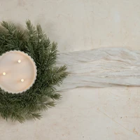 14" GLITTERED JACKSON PINE CANDLE RING